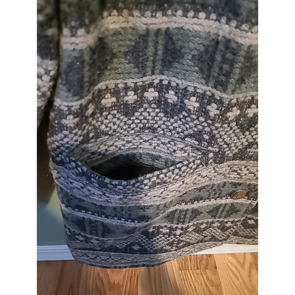 Vintage Woolrich Wool Long Coat Southwestern Aztec Print‎ Sage Women's Large